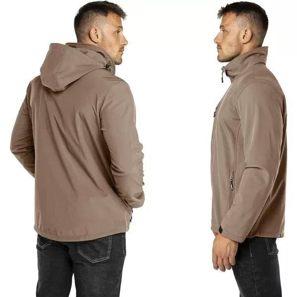 Outdoor Ventures Men's Lightweight Softshell Jacket Fleece Lined Hooded Water Resistant Winter Hiking Windbreaker Jackets