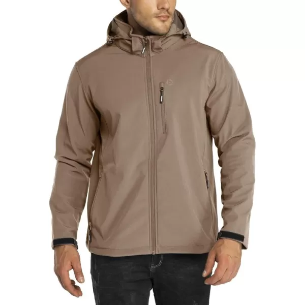 Outdoor Ventures Men's Lightweight Softshell Jacket Fleece Lined Hooded Water Resistant Winter Hiking Windbreaker Jackets