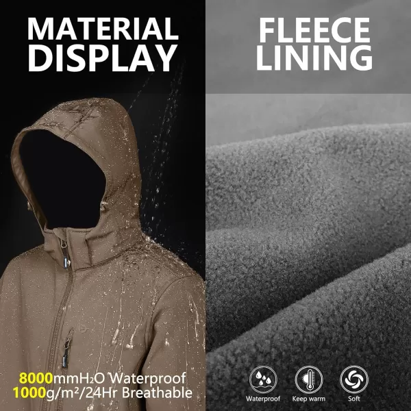 Outdoor Ventures Men's Lightweight Softshell Jacket Fleece Lined Hooded Water Resistant Winter Hiking Windbreaker Jackets