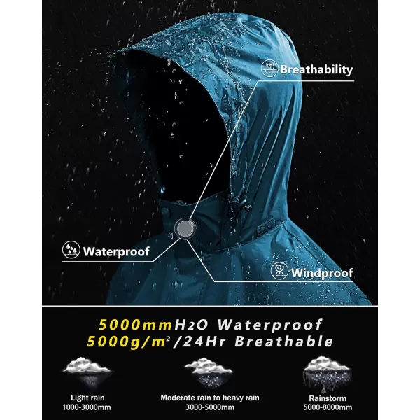 Outdoor Ventures Men's Rain Jacket Waterproof Lightweight Packable Rain Shell Raincoat with Hood for Golf Hiking Travel