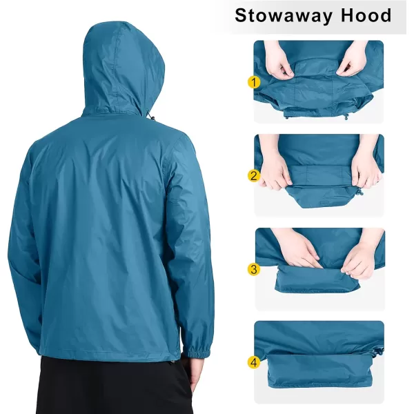 Outdoor Ventures Men's Rain Jacket Waterproof Lightweight Packable Rain Shell Raincoat with Hood for Golf Hiking Travel
