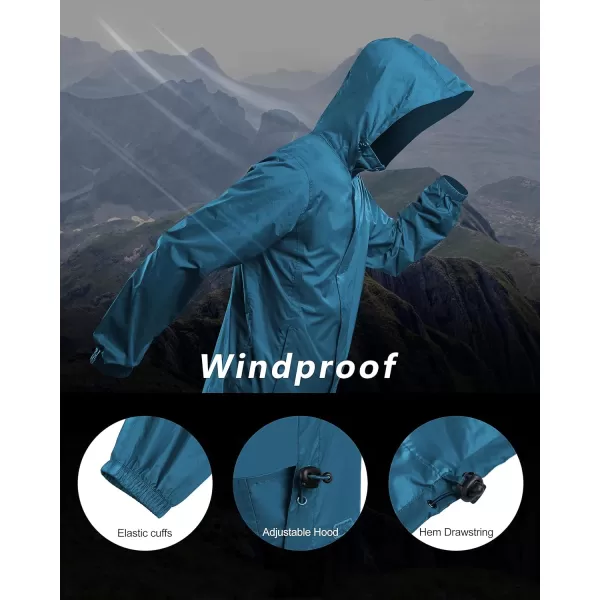 Outdoor Ventures Men's Rain Jacket Waterproof Lightweight Packable Rain Shell Raincoat with Hood for Golf Hiking Travel