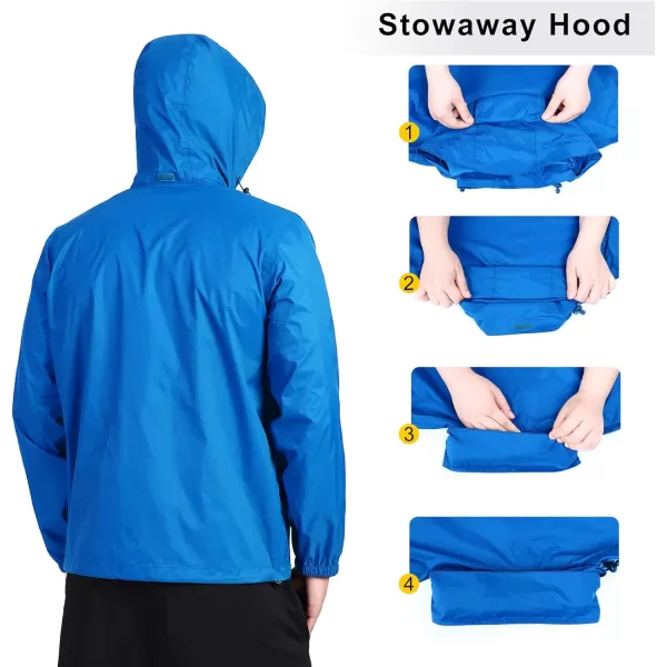 Outdoor Ventures Men's Rain Jacket Waterproof Lightweight Packable Rain Shell Raincoat with Hood for Golf Hiking Travel