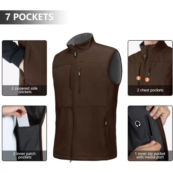 Outdoor Ventures Men's Running Vest Outerwear, Lightweight Windproof Fleece-Lined Softshell Sleeveless Jacket for Golf