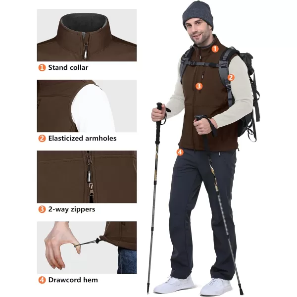 Outdoor Ventures Men's Running Vest Outerwear, Lightweight Windproof Fleece-Lined Softshell Sleeveless Jacket for Golf