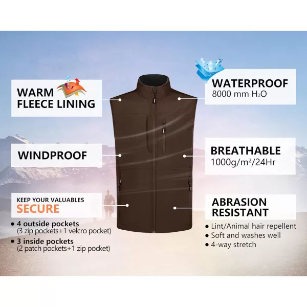 Outdoor Ventures Men's Running Vest Outerwear, Lightweight Windproof Fleece-Lined Softshell Sleeveless Jacket for Golf