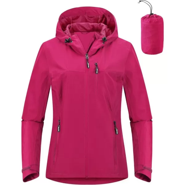 Outdoor Ventures Packable Rain Jacket Women Lightweight Waterproof Raincoat with Hood Cycling Bike Jacket Windbreaker