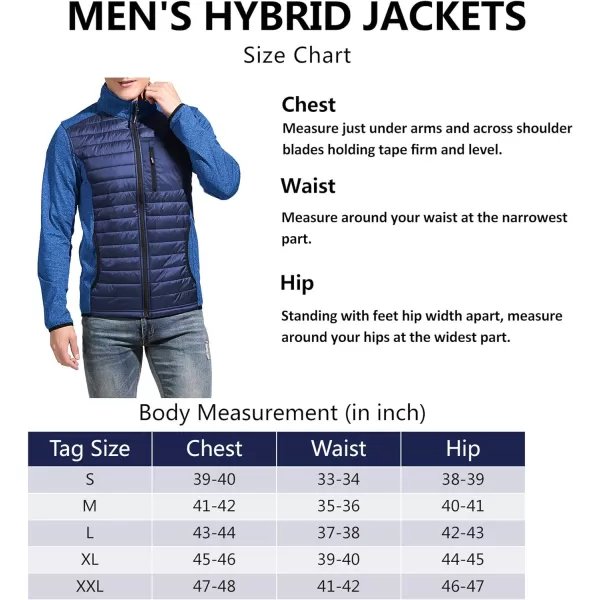 Men's Insulated Hybrid Hiking Jacket, Lightweight Thermal Running Jacket Quilted Outerwear Jacket