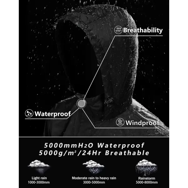 Outdoor Ventures Men's Lightweight Packable Pullover Hooded Rain Jacket Waterproof Windbreaker Raincoat Poncho Cycling Jacket
