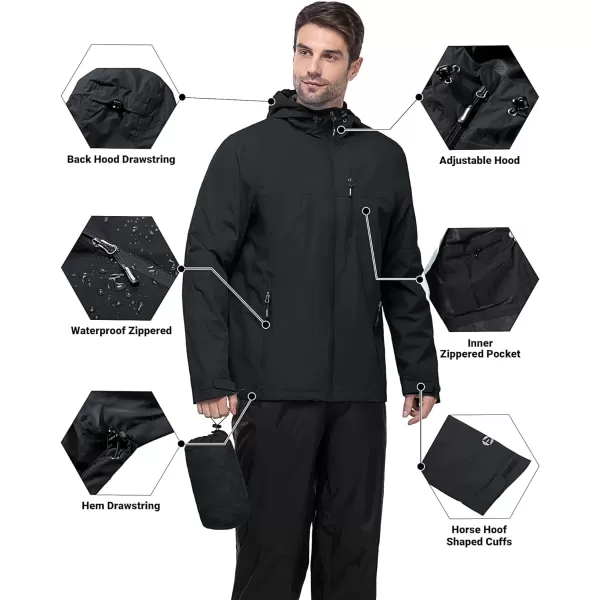 Outdoor Ventures Men's Packable Rain Jacket Waterproof Windbreaker Lightweight Raincoat with Hood