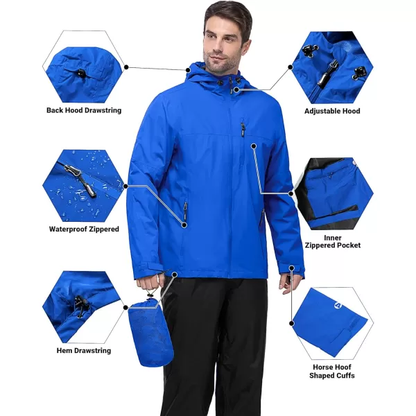 Outdoor Ventures Men's Packable Rain Jacket Waterproof Windbreaker Lightweight Raincoat with Hood