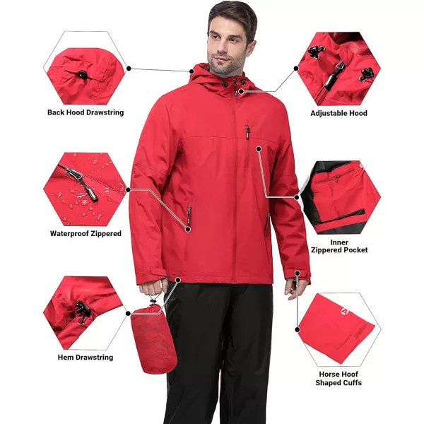 Outdoor Ventures Men's Packable Rain Jacket Waterproof Windbreaker Lightweight Raincoat with Hood