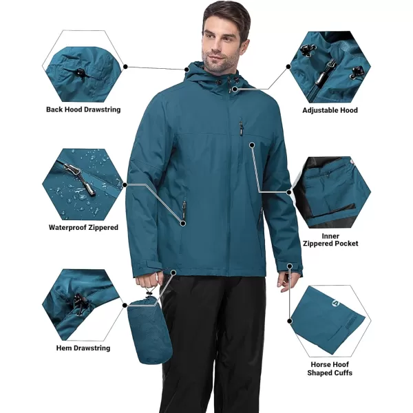 Outdoor Ventures Men's Packable Rain Jacket Waterproof Windbreaker Lightweight Raincoat with Hood