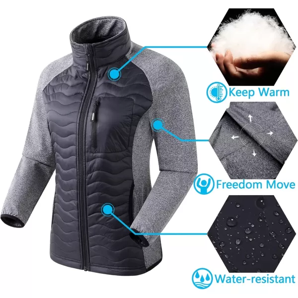 Outdoor Ventures Women's Hybrid Jacket Lightweight Insulated Jacket Full Zip Quilted Outerwear Jacket