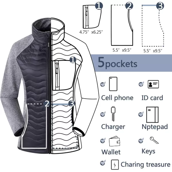 Outdoor Ventures Women's Hybrid Jacket Lightweight Insulated Jacket Full Zip Quilted Outerwear Jacket