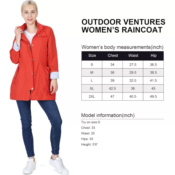 Outdoor Ventures Women's Lightweight Raincoat Waterproof Outdoor Windbreaker with Detachable Hood Trench Rain Jacket