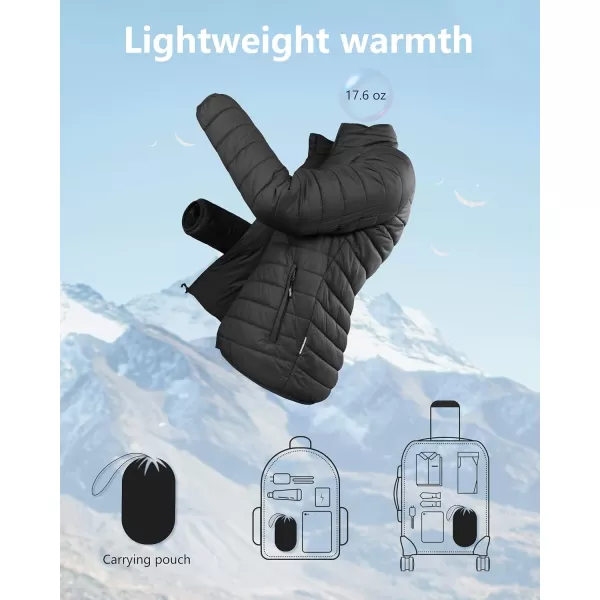 Outdoor Ventures Women's Packable Full-Zip Short Puffer Jacket Insulated Quilted Warm Lightweight Winter Coat)