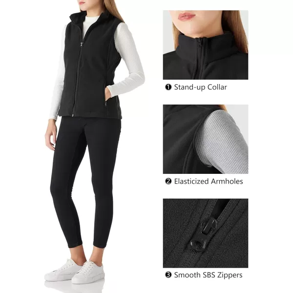 Outdoor Ventures Women's Zip Sleeveless Fall Fleece Vest Jacket with Pockets Black XL