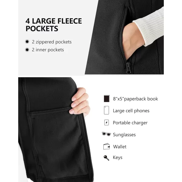 Outdoor Ventures Women's Zip Sleeveless Fall Fleece Vest Jacket with Pockets Black XL
