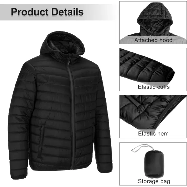 Outdoor Ventures Men's Lightweight Packable Hooded Puffer Jacket Insulated Winter Coat for Snow Ski Traveling)