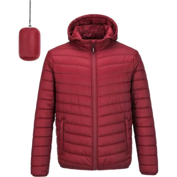Outdoor Ventures Men's Lightweight Packable Hooded Puffer Jacket Insulated Winter Coat for Snow Ski Traveling)