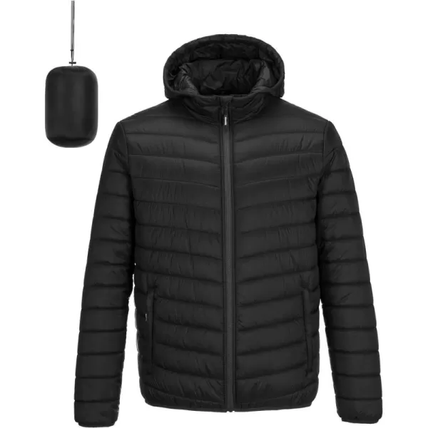 Outdoor Ventures Men's Lightweight Packable Hooded Puffer Jacket Insulated Winter Coat for Snow Ski Traveling)