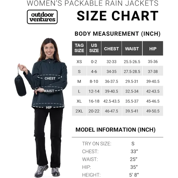 Outdoor Ventures Packable Rain Jacket Women Lightweight Waterproof Raincoat with Hood Cycling Bike Jacket Windbreaker