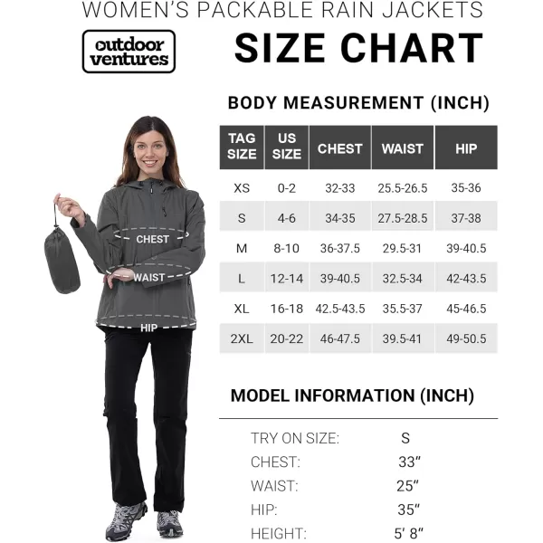 Outdoor Ventures Packable Rain Jacket Women Lightweight Waterproof Raincoat with Hood Cycling Bike Jacket Windbreaker