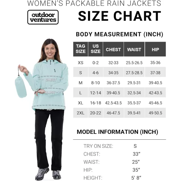 Outdoor Ventures Packable Rain Jacket Women Lightweight Waterproof Raincoat with Hood Cycling Bike Jacket Windbreaker