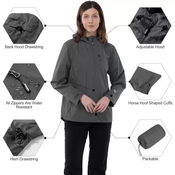 Outdoor Ventures Packable Rain Jacket Women Lightweight Waterproof Raincoat with Hood Cycling Bike Jacket Windbreaker