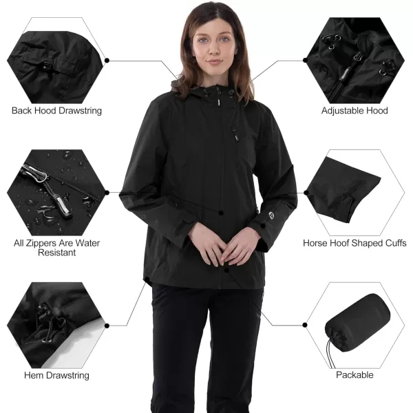 Outdoor Ventures Packable Rain Jacket Women Lightweight Waterproof Raincoat with Hood Cycling Bike Jacket Windbreaker