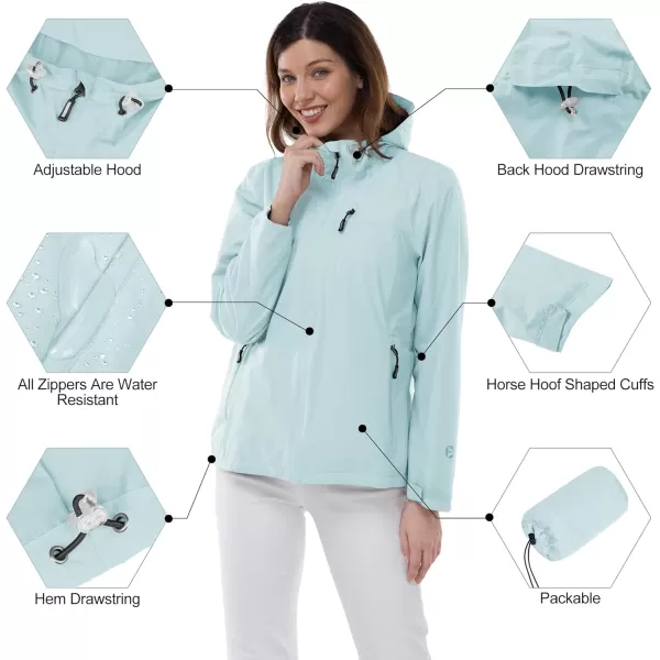 Outdoor Ventures Packable Rain Jacket Women Lightweight Waterproof Raincoat with Hood Cycling Bike Jacket Windbreaker