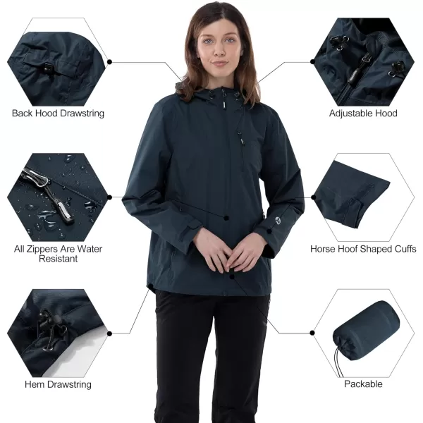 Outdoor Ventures Packable Rain Jacket Women Lightweight Waterproof Raincoat with Hood Cycling Bike Jacket Windbreaker