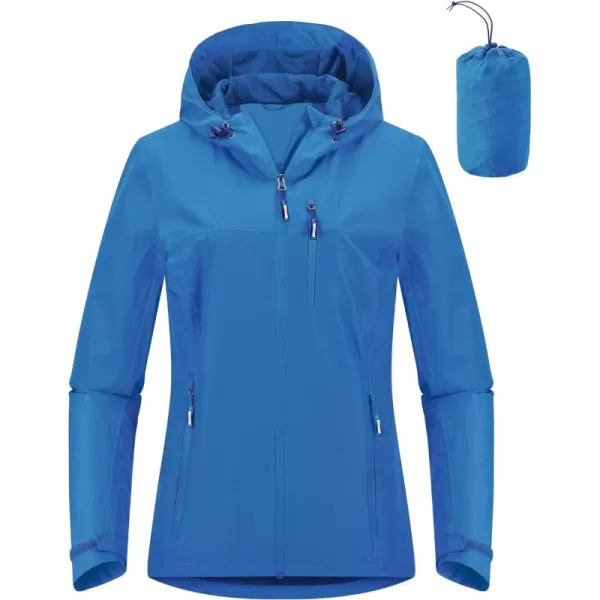 Outdoor Ventures Packable Rain Jacket Women Lightweight Waterproof Raincoat with Hood Cycling Bike Jacket Windbreaker