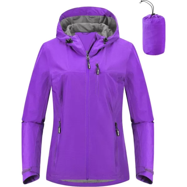 Outdoor Ventures Packable Rain Jacket Women Lightweight Waterproof Raincoat with Hood Cycling Bike Jacket Windbreaker
