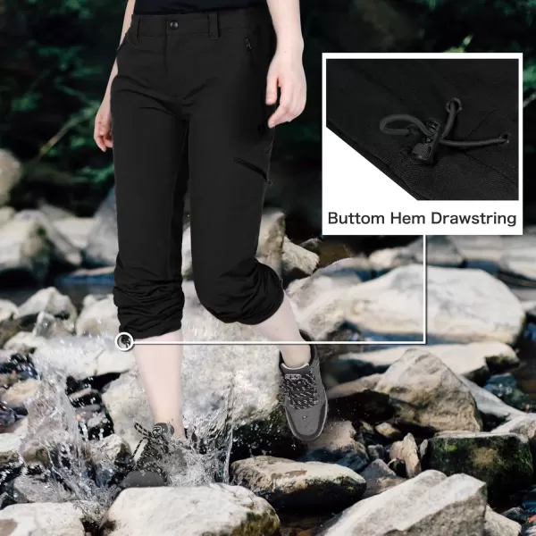 imageOutdoor Ventures Womens Cargo Hiking Pants Quick Dry Stretchy Roll Up Outdoor Pants for Camping Golf FishingBlack