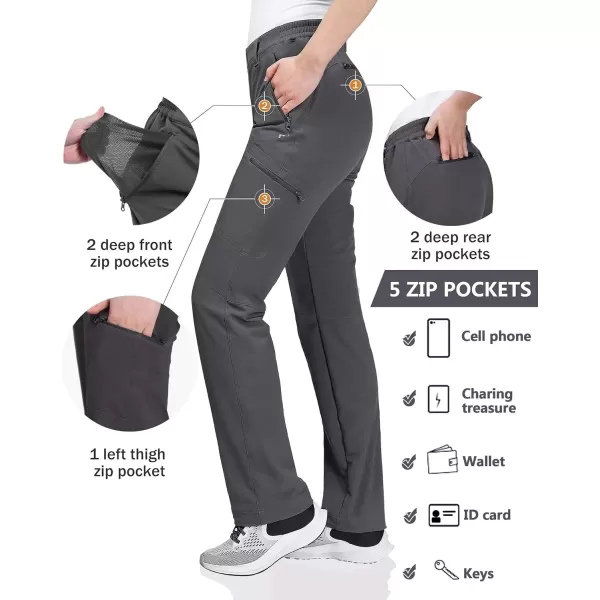 imageOutdoor Ventures Womens Cargo Hiking Pants Quick Dry Stretchy Roll Up Outdoor Pants for Camping Golf FishingDark Grey