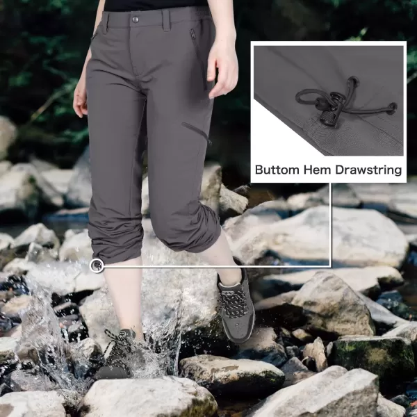 imageOutdoor Ventures Womens Cargo Hiking Pants Quick Dry Stretchy Roll Up Outdoor Pants for Camping Golf FishingDark Grey