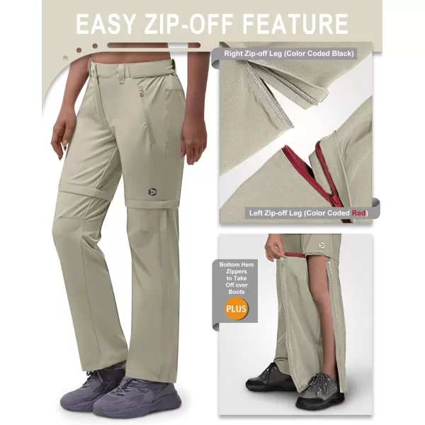 imageOutdoor Ventures Womens Convertible Pants Quick Dry Hiking ZipOff Pants Stretch Lightweight Cargo PantsBeige