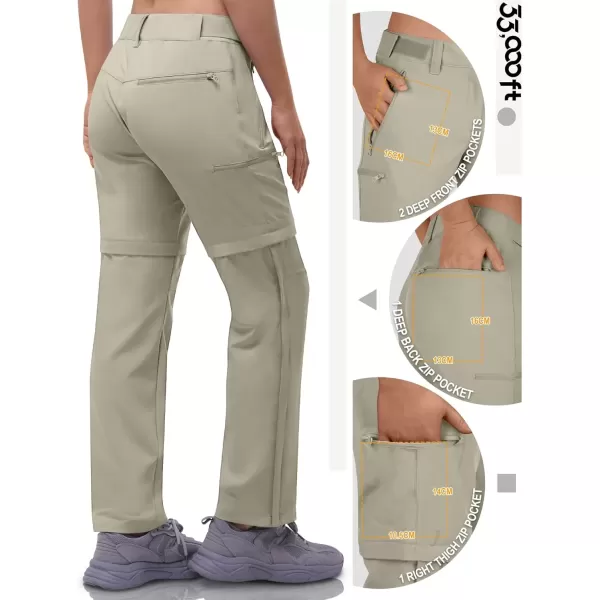 imageOutdoor Ventures Womens Convertible Pants Quick Dry Hiking ZipOff Pants Stretch Lightweight Cargo PantsBeige