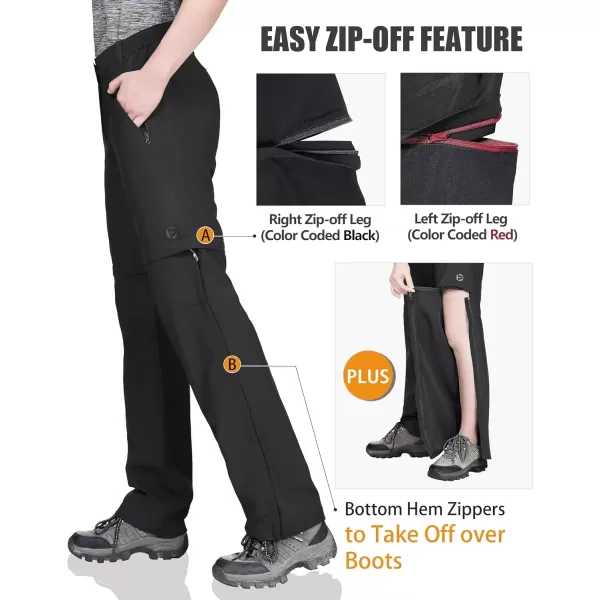 imageOutdoor Ventures Womens Convertible Pants Quick Dry Hiking ZipOff Pants Stretch Lightweight Cargo PantsBlack