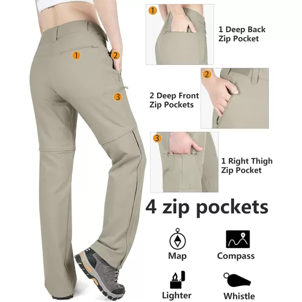 imageOutdoor Ventures Womens Convertible Pants Quick Dry Hiking ZipOff Pants Stretch Lightweight Cargo PantsBrown