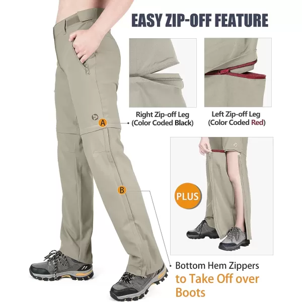 imageOutdoor Ventures Womens Convertible Pants Quick Dry Hiking ZipOff Pants Stretch Lightweight Cargo PantsBrown