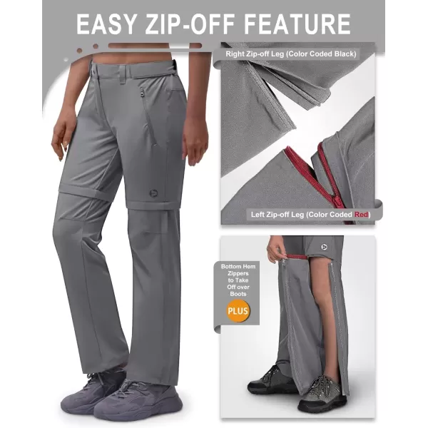 imageOutdoor Ventures Womens Convertible Pants Quick Dry Hiking ZipOff Pants Stretch Lightweight Cargo PantsGrey