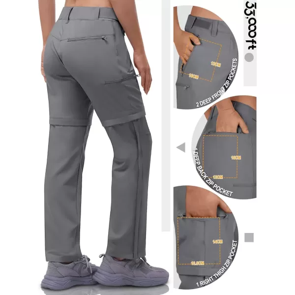 imageOutdoor Ventures Womens Convertible Pants Quick Dry Hiking ZipOff Pants Stretch Lightweight Cargo PantsGrey