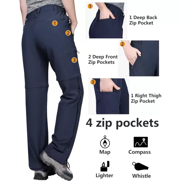 imageOutdoor Ventures Womens Convertible Pants Quick Dry Hiking ZipOff Pants Stretch Lightweight Cargo PantsNavy