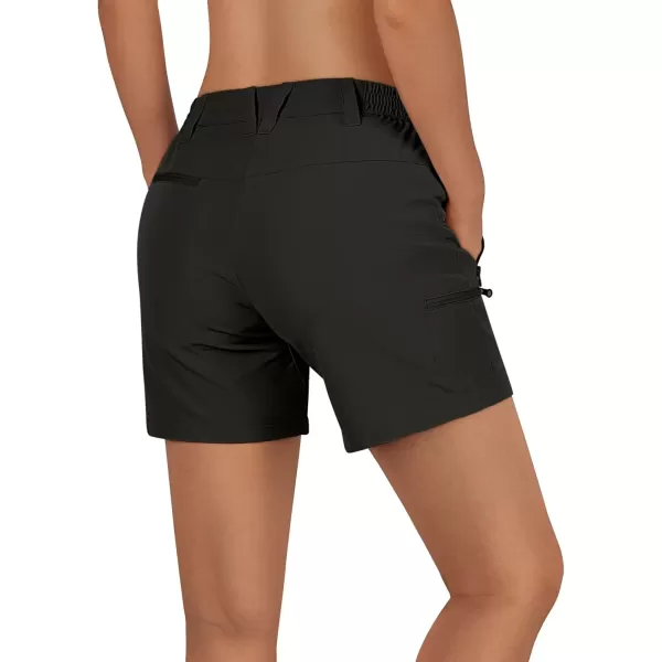 imageOutdoor Ventures Womens Hiking Shorts Stretch Lightweight Golf Shorts Quick Dry UPF 50 5 inch Cargo Short for CampingDark Black