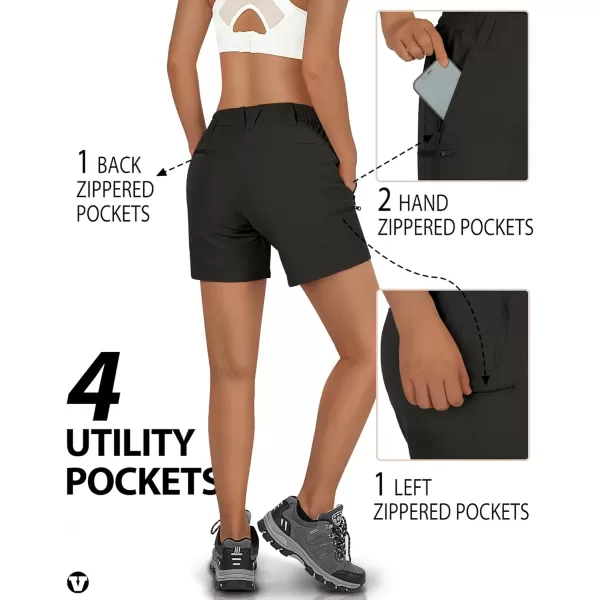 imageOutdoor Ventures Womens Hiking Shorts Stretch Lightweight Golf Shorts Quick Dry UPF 50 5 inch Cargo Short for CampingDark Black