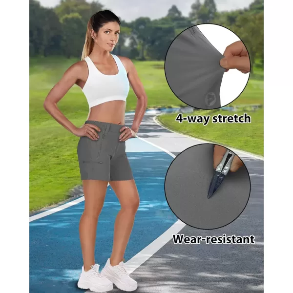 imageOutdoor Ventures Womens Hiking Shorts Stretch Lightweight Golf Shorts Quick Dry UPF 50 5 inch Cargo Short for CampingDark Grey