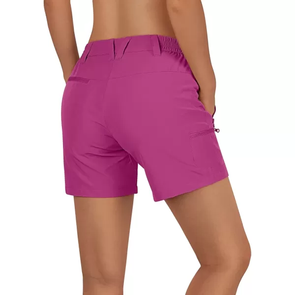 imageOutdoor Ventures Womens Hiking Shorts Stretch Lightweight Golf Shorts Quick Dry UPF 50 5 inch Cargo Short for CampingRaspberry Red